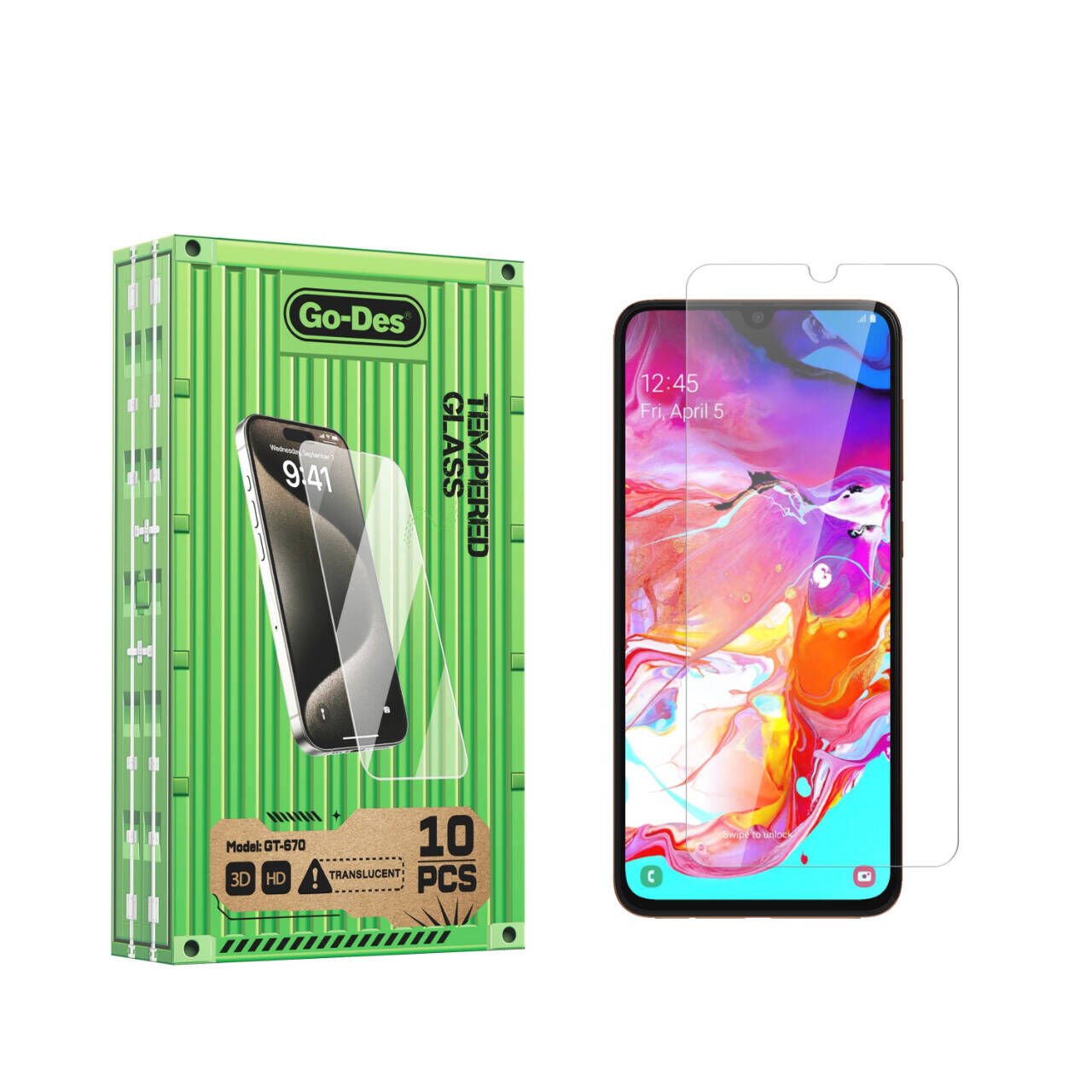 Galaxy A70 Go Des Parmak İzi Bırakmayan 9H Oleofobik Bom Glass Ekran Koruyucu 10'lu Paket