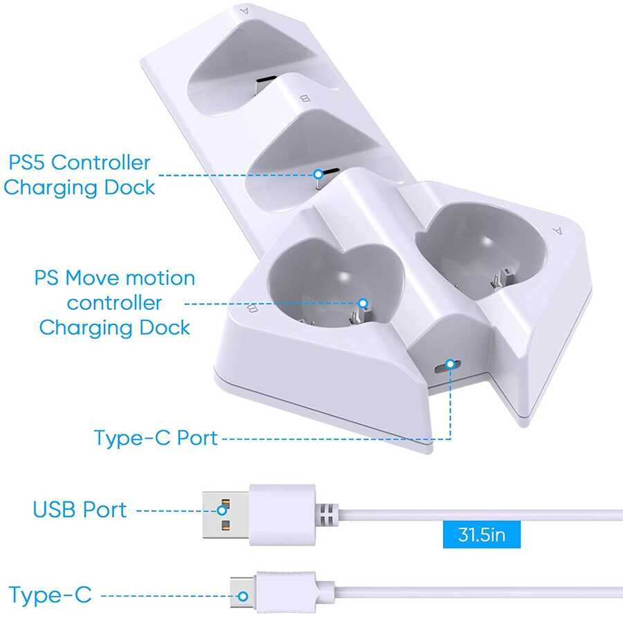 iPega PG-P5011 Playstation 5 Dualsense Şarj İstasyonu Beyaz