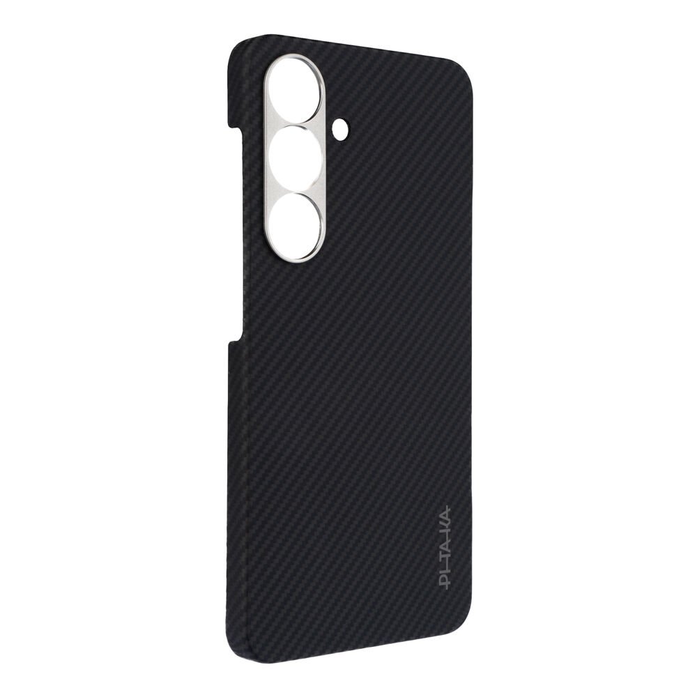 Samsung Galaxy S25 Plus Kılıf Magsafe Şarj Özellikli 600D Aramid Fiber Pitaka Ultra-Slim Classic Serisi Black-Grey Twill Kapak