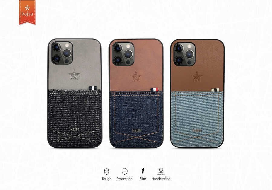 Apple iPhone 12 Kılıf Kajsa Denim Kapak