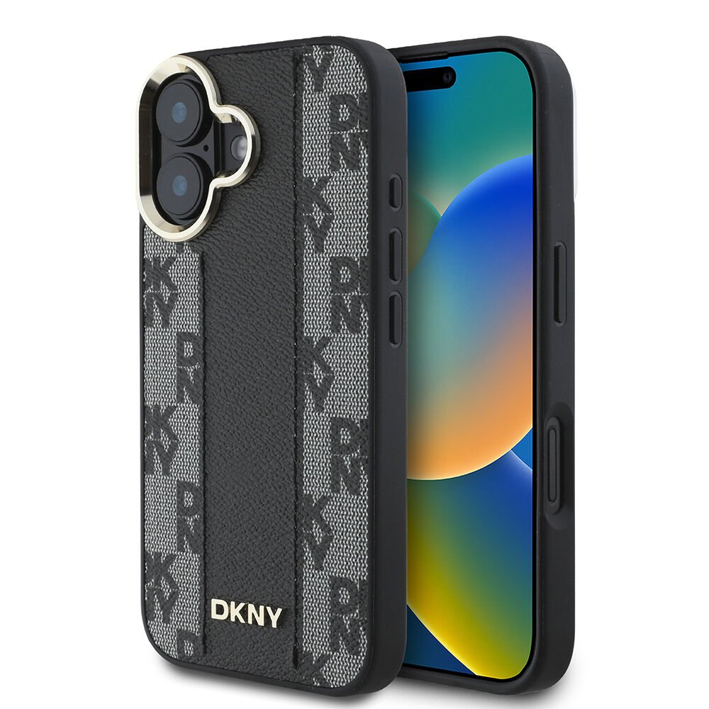 Apple iPhone 16 Plus Kılıf DKNY Orjinal Lisanslı Magsafe Şarj Özellikli 3D Yazılı Checkered Pattern Kapak