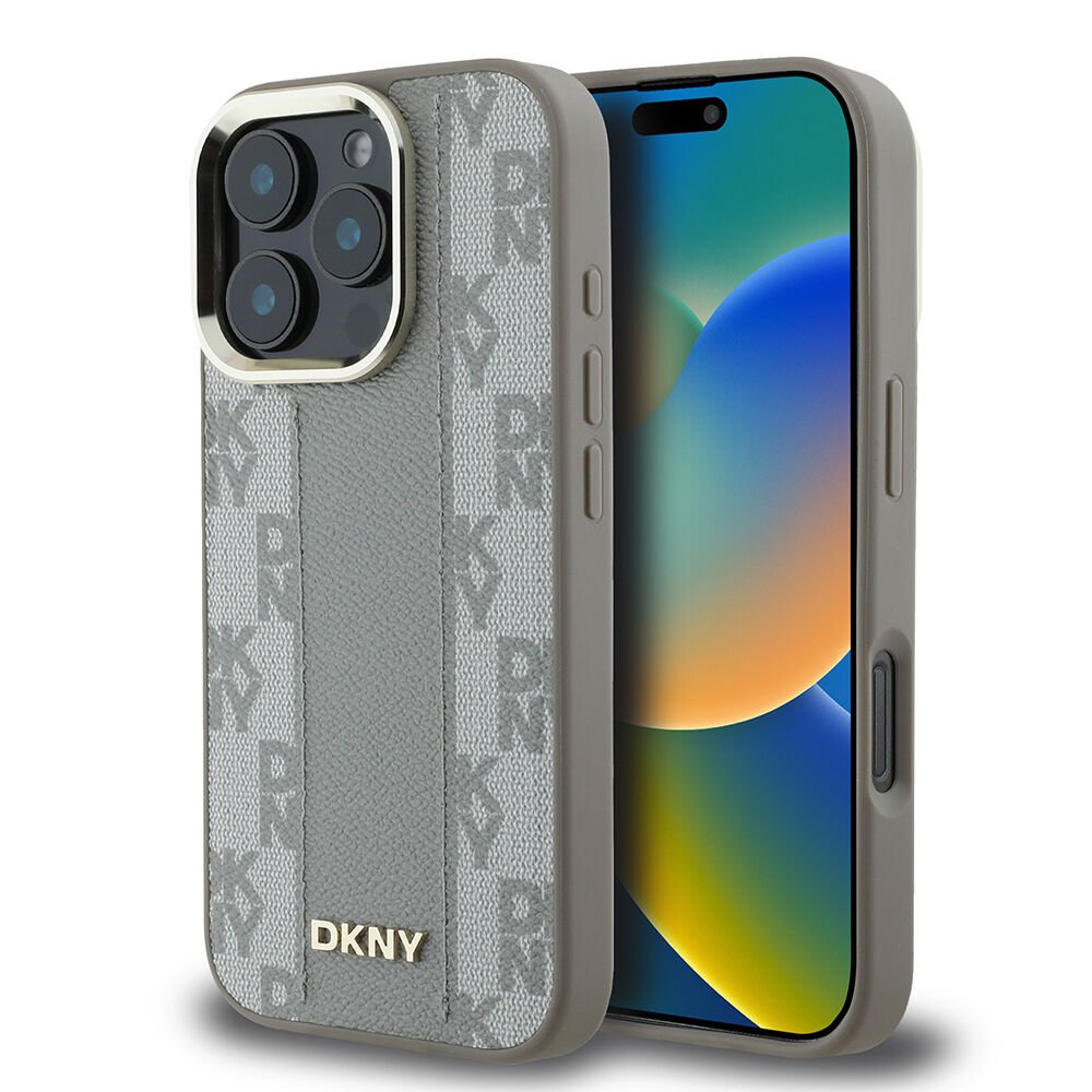 Apple iPhone 16 Pro Kılıf DKNY Orjinal Lisanslı Magsafe Şarj Özellikli 3D Yazılı Checkered Pattern Kapak