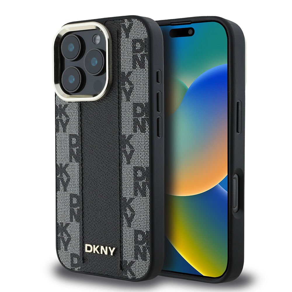 Apple iPhone 16 Pro Max Kılıf DKNY Orjinal Lisanslı Magsafe Şarj Özellikli 3D Yazılı Checkered Pattern Kapak