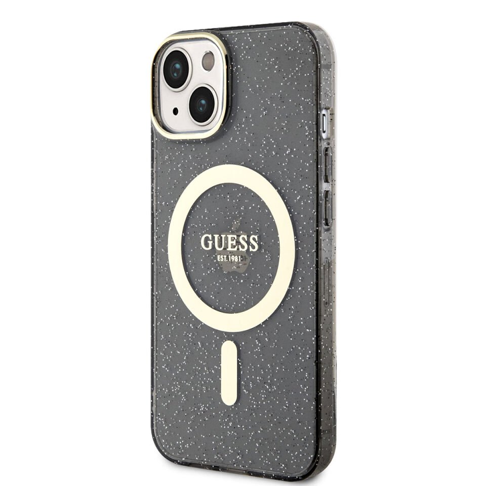 Apple iPhone 14 Kılıf GUESS Magsafe Şarj Özellikli Glitter Kapak