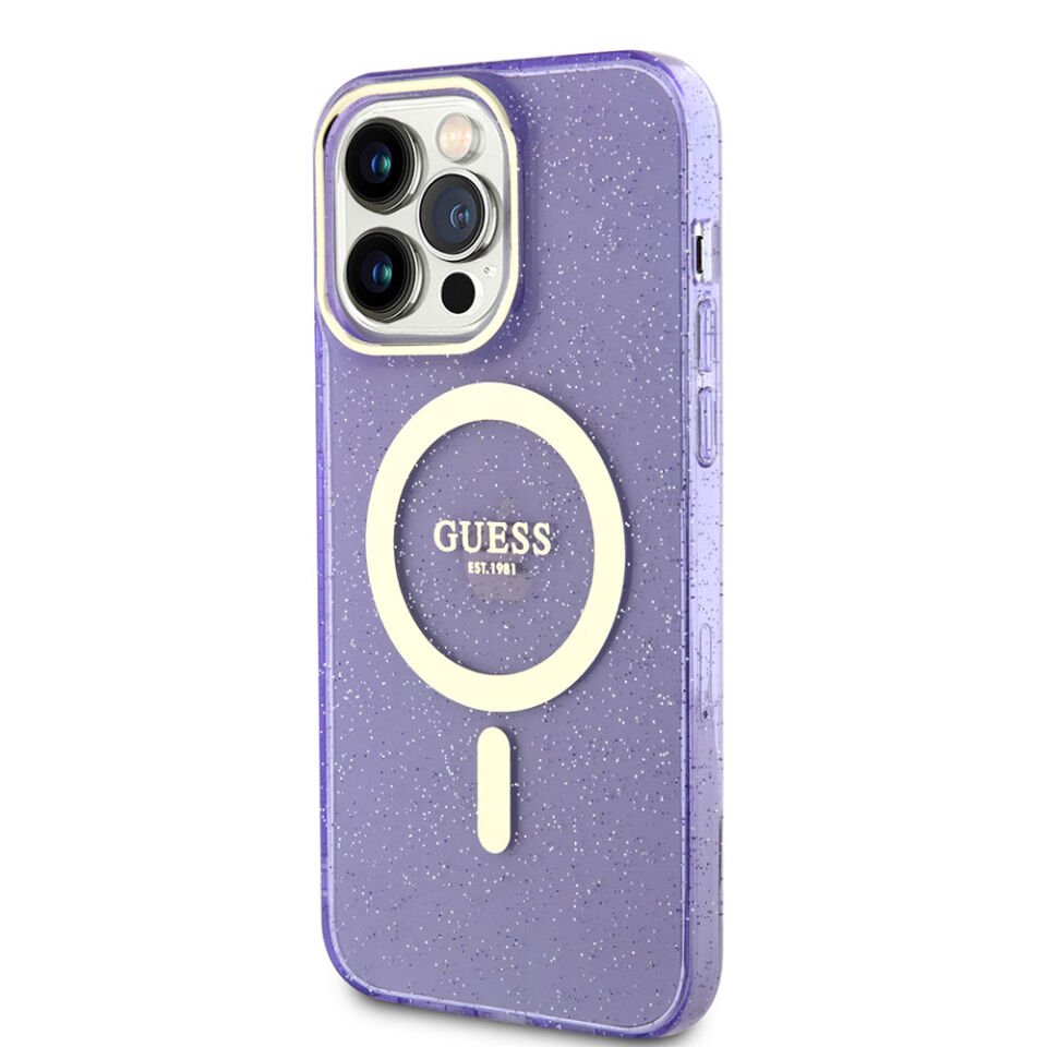 Apple iPhone 14 Pro Max Kılıf GUESS Magsafe Şarj Özellikli Glitter Kapak