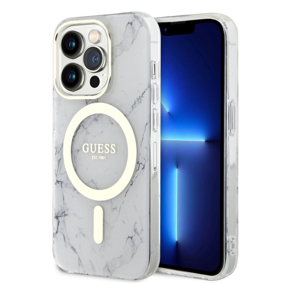 Apple iPhone 13 Pro Max Kılıf GUESS Magsafe Şarj Özellikli Mermer Desenli Kapak