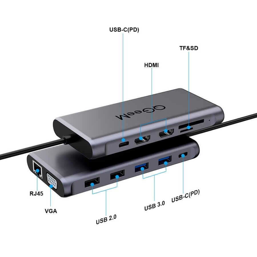 Qgeem QG-UH12-V 12 in 1 Usb Hub