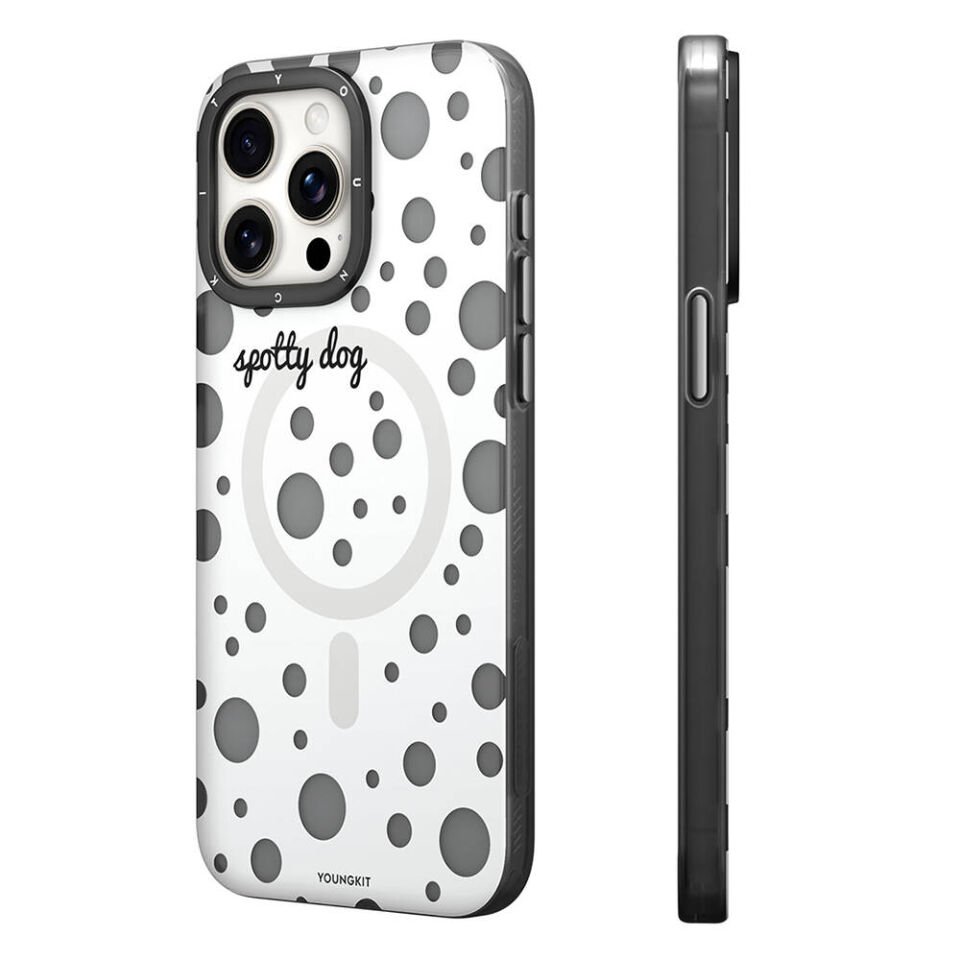 Apple iPhone 13 Pro Max Kılıf Magsafe Şarj Özellikli Polka Dot Desenli Youngkit Spots Serisi Kapak