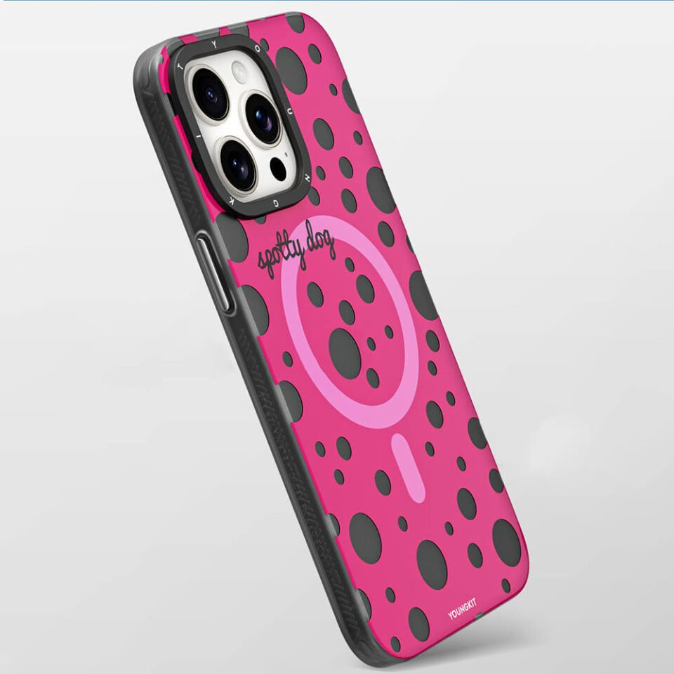 Apple iPhone 13 Pro Max Kılıf Magsafe Şarj Özellikli Polka Dot Desenli Youngkit Spots Serisi Kapak