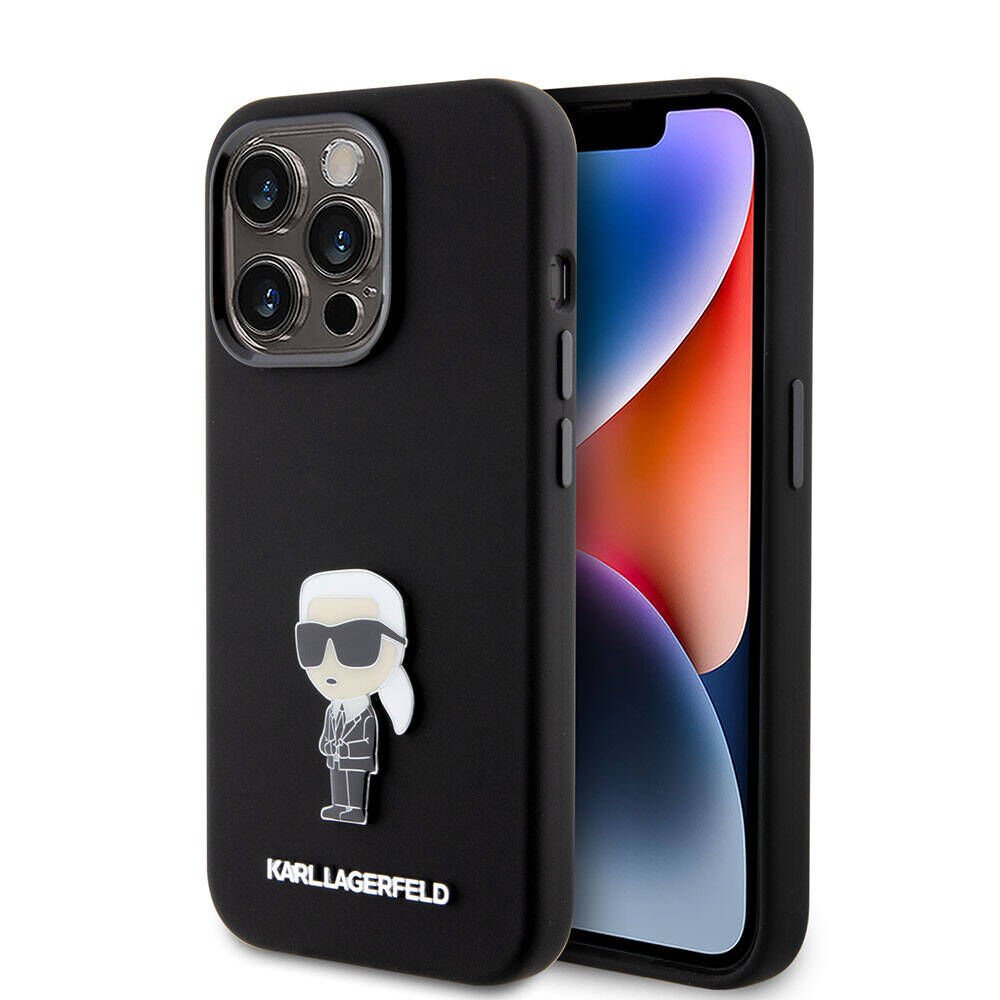 Apple iPhone 15 Pro Max Kılıf Karl Lagerfeld Silikon İkonik Metal Logo Orjinal Lisanslı Kapak