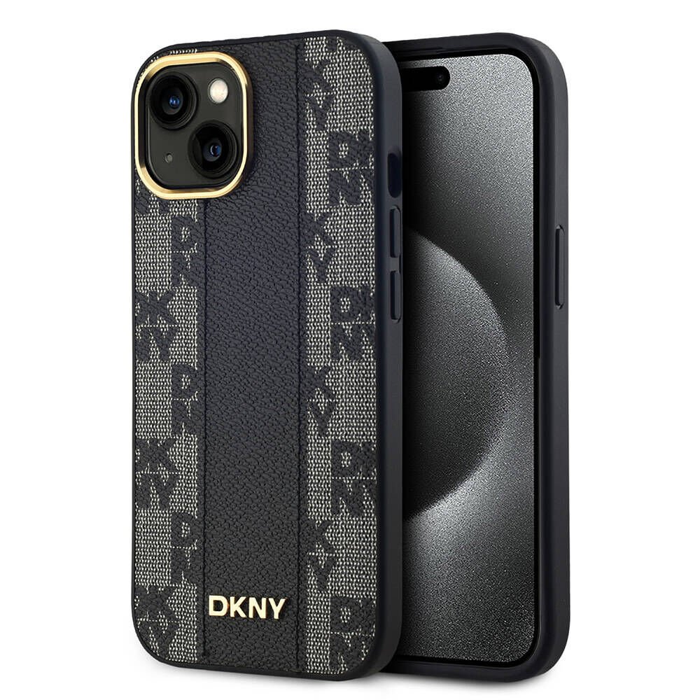 Apple iPhone 15 Plus Kılıf DKNY Orjinal Lisanslı Magsafe Şarj Özellikli 3D Yazılı Checkered Pattern Kapak