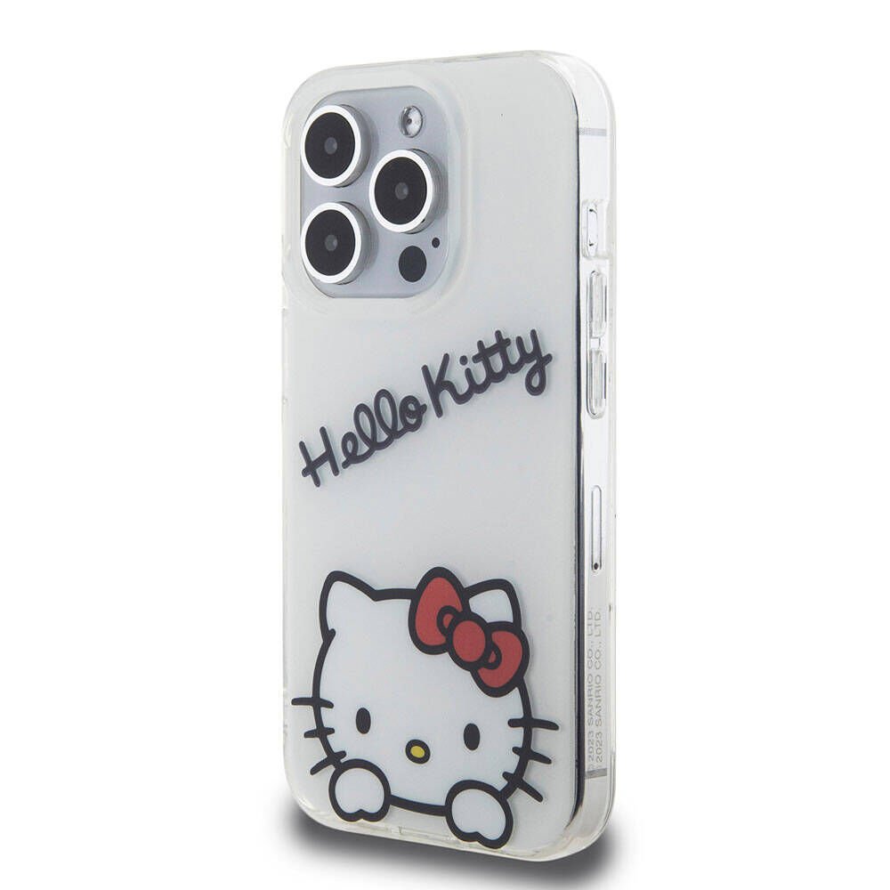 Apple iPhone 15 Pro Kılıf Hello Kitty Orjinal Lisanslı Askılı Yazı ve İkonik Logolu Daydreaming Kapak