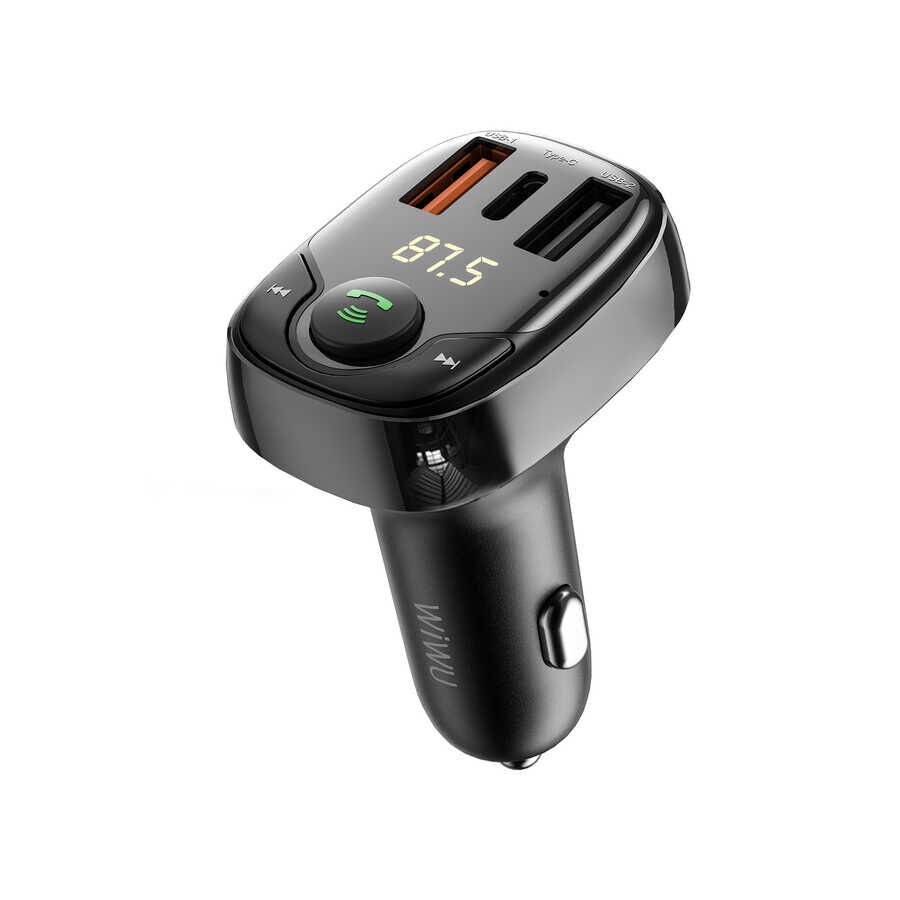 Wiwu PC600 36W Hızlı Şarj Destekli Dijital Göstergeli Bluetooth FM Transmitter