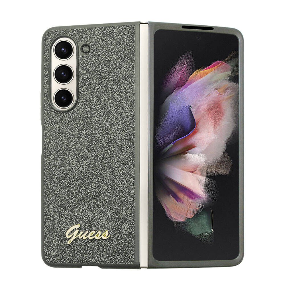 Samsung Galaxy Z Fold 5 Kılıf Guess Orjinal Lisanslı Yazı Logolu Glitter Flakes Kapak