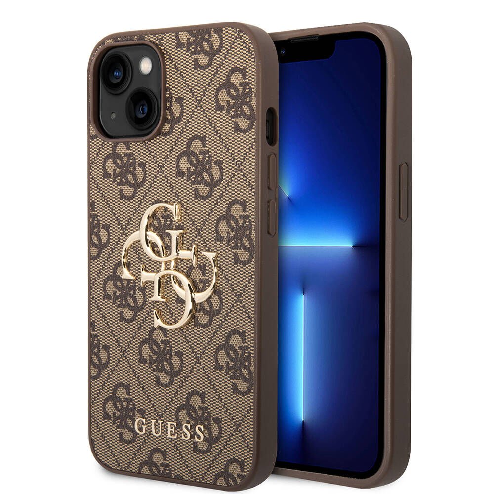 Apple iPhone 14 Kılıf Guess PU Deri Büyük Metal Logo Dizaynlı Kapak